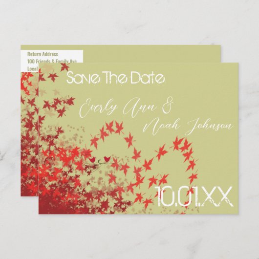 日付のポストカ結婚ードの保存 案内ポストカード (正面/裏面)