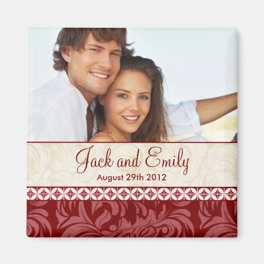 日付のマグネット結婚を保存する マグネット (正面)