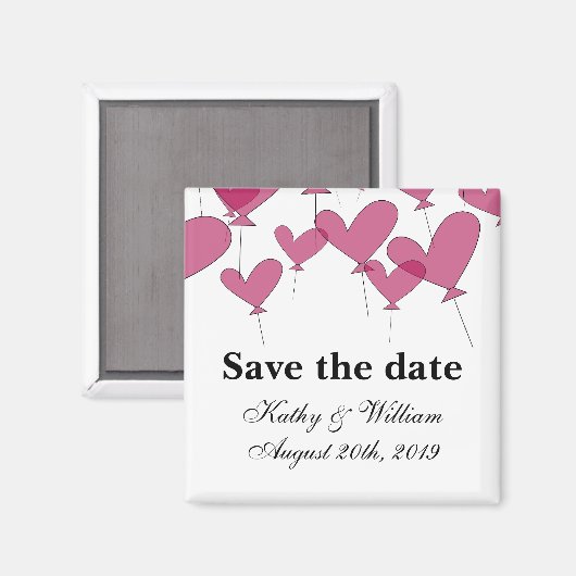 日付のマグネット結婚を保存する |赤いハートバルーン マグネット (正面/裏面)