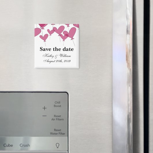 日付のマグネット結婚を保存する |赤いハートバルーン マグネット (インサイチュ (冷蔵庫))