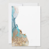 日付のマーク付きインクターコイズと金ゴールドの保存 招待状 (裏面)