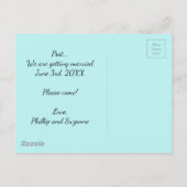 日付のミニマリストアクアブルーバブルを保存 ポストカード (裏面)