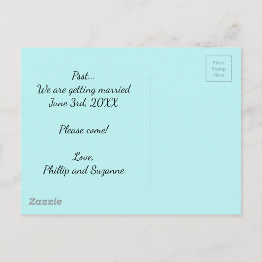 日付のミニマリストアクアブルーバブルを保存 ポストカード (裏面)