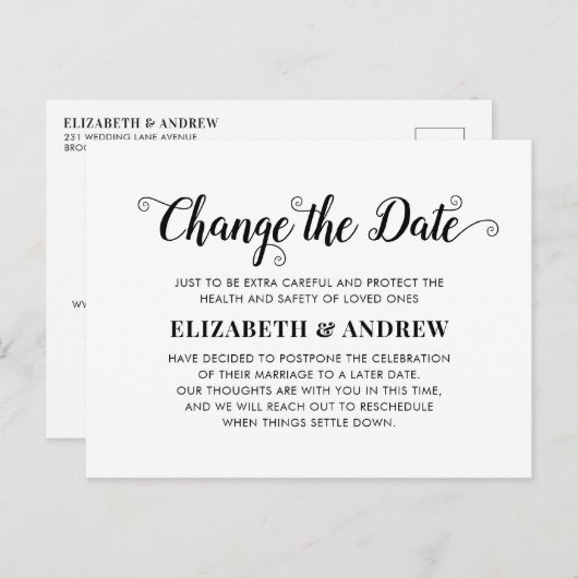 日付のミニマリスト書のモダン変更 案内ポストカード (正面/裏面)