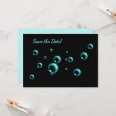 日付のミニマルなアクアブルーバブルを保存 カード (正面/裏面インサイチュ)