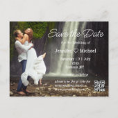 日付のミニマルなスクリプトqrコードの写真を保存 案内ポストカード (正面)