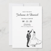 日付のミニマルな手お洒落描きウェッドを保存 セーブザデート (正面)