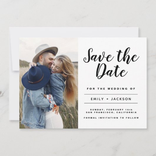 日付のミニマルエレガントリストの写シンプル真を保存 セーブザデート (正面)