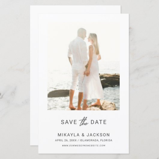 日付のミニマルモダンリスト予算の結婚保存 (正面/裏面)