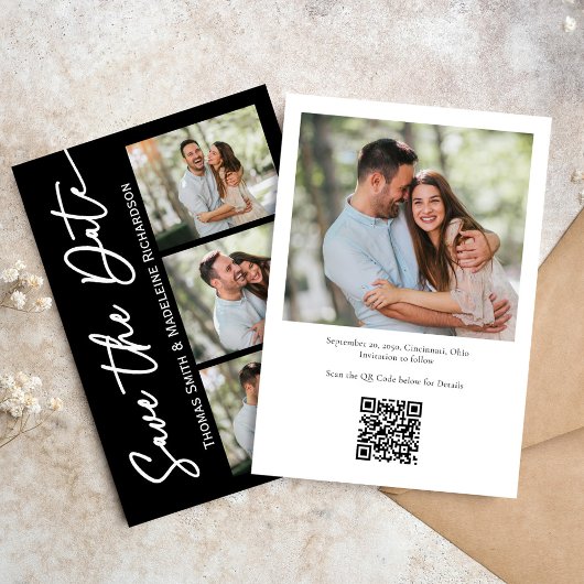 日付のミニマル結婚リストの写モダン真を保存 招待状