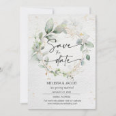 日付のミニマル結婚リストグリーンを保存 招待状 (正面)