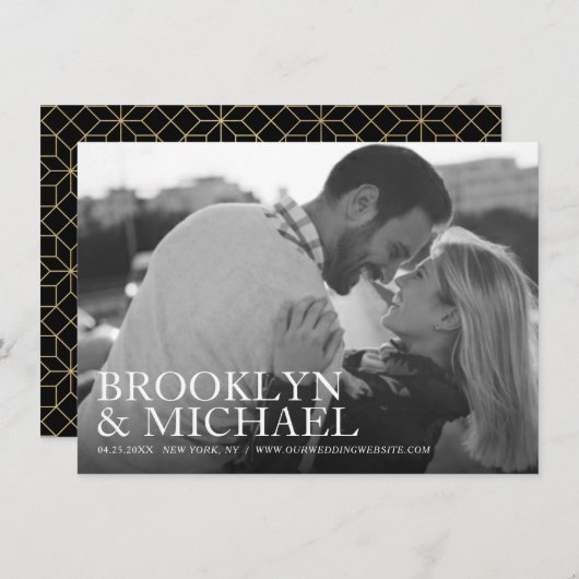 日付のミニマル結婚リスト発表の保存 セーブザデート (正面/裏面)