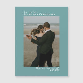 日付のミニマル縦型フォトティール（緑がかった色）マグネットの保存