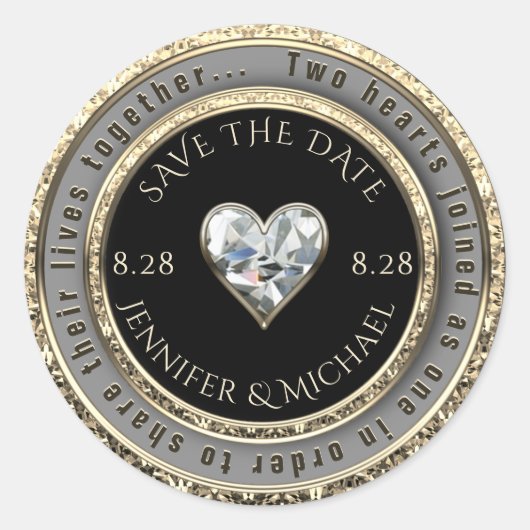 日付のメッセー結婚ジを保存 ラウンドシール (正面)