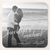 日付のモダンなあと波の原稿の発表を救って下さい スクエアペーパーコースター (正面)