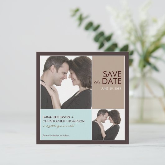 日付のモダンなブロックの写真の発表を救って下さい セーブザデート (スタンド正面)