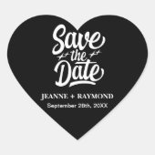 日付のモダンカスタム結婚式の発表を保存 ハートシール (正面)