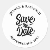日付のモダンカスタム結婚式の発表を保存 ラウンドシール (正面)