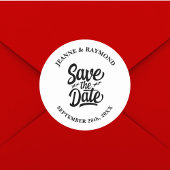 日付のモダンカスタム結婚式の発表を保存 ラウンドシール