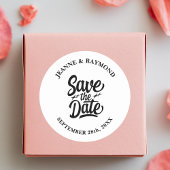 日付のモダンカスタム結婚式の発表を保存 ラウンドシール