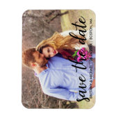 日付のモダン婚約写真の保存 マグネット (縦)