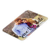 日付のモダン婚約写真の保存 マグネット (左側)