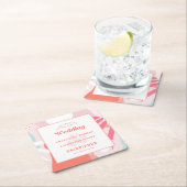 日付のモダン模様のコーラ結婚ルティール(緑がかった色)を保存 スクエアペーパーコースター (インサイチュ)