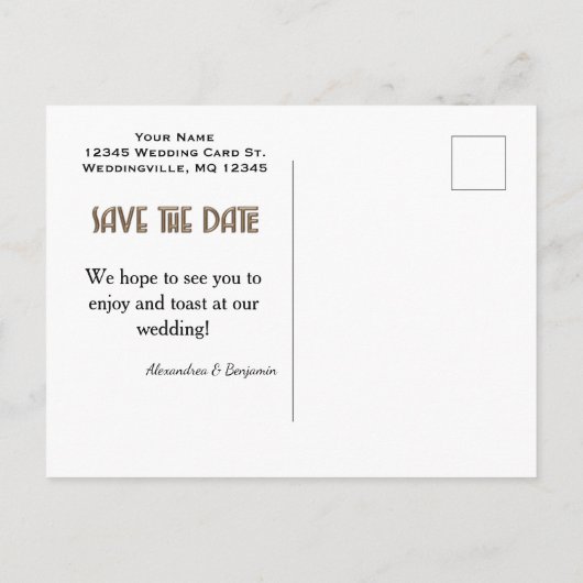 日付のモダン水の色の珊瑚はがきを保存 案内ポストカード (裏面)