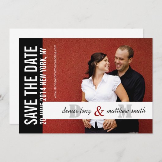 日付のモノグラムの写真のウェブサイトを救って下さい セーブザデート (正面/裏面)