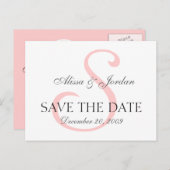 日付のモノグラム結婚アナウンスカードの保存 案内ポストカード (正面/裏面)