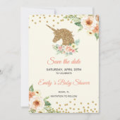 日付のユニコーンのグリッターのモモの金ゴールドを救って下さい セーブザデート (正面)