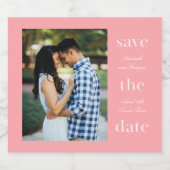 日付のユニーク積み上げ文字をピンク色で保存 スパークリングワインラベル (シングルラベル)