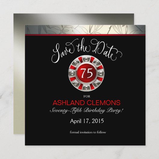 日付のラスベガスのアールデコ|の銀製の黒を救って下さい セーブザデート (正面/裏面)