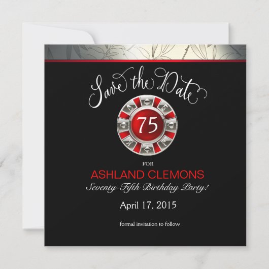 日付のラスベガスのアールデコ|の銀製の黒を救って下さい セーブザデート (正面)