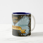 日付のレース結婚マグを保存 ツートーンマグカップ (正面右)