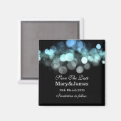 日付のロマンチックなラ結婚イトを青く保つ マグネット (正面/裏面)