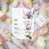 日付のワイルドフラワーを保存 招待状