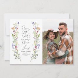 日付のワイルドフラワー結婚のフローラ写真を保存 セーブザデート