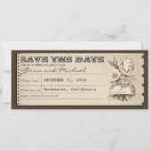 日付のヴィンテージのチケットの招待状を救って下さい セーブザデート (正面)