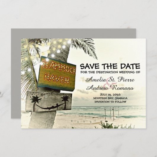 日付のヴィンテージのロマンチックなビーチの行先を救って下さい セーブザデート (正面/裏面)