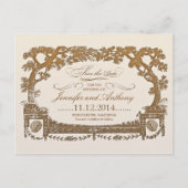 日付のヴィンテージツリーのタイポグラフィ葉書を保存する 案内ポストカード (正面)