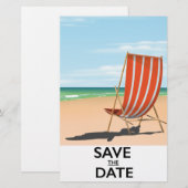日付のヴィンテージビーチポスターの保存 便箋 (正面/裏面)