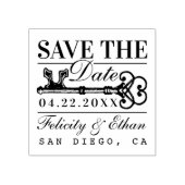 日付のヴィンテージ結婚アンティーク鍵の保存 ラバースタンプ (インプリント)