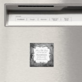 日付のヴィンテージ結婚フローラテクスチャのグレーを保存 マグネット (インサイチュ (食洗機))