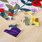 日付のヴィンテージ結婚フローラリーフの保存 ジグソーパズル (側面)