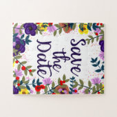 日付のヴィンテージ結婚フローラリーフの保存 ジグソーパズル (横)