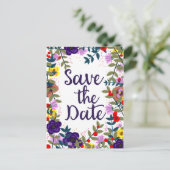 日付のヴィンテージ結婚フローラリーフの保存 ポストカード (スタンド正面)