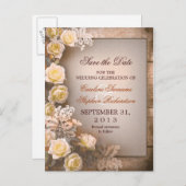 日付のヴィンテージ結婚ポストカードを保存する 案内ポストカード (正面/裏面)