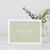 日付の上品なセージモダングミニマルリーンを保存 招待状 (スタンド正面)
