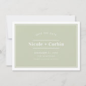 日付の上品なセージモダングミニマルリーンを保存 招待状 (正面)
